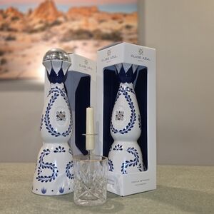 Blue and White Ceramic Bottle